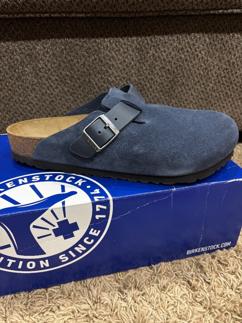 Birkenstock Boston BS Suede Mule Clog Sandals EU 42 Women’s 11 New Navy
